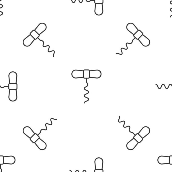 Серый линия вина штопор значок изолированный бесшовный узор на белом фоне. Вектор