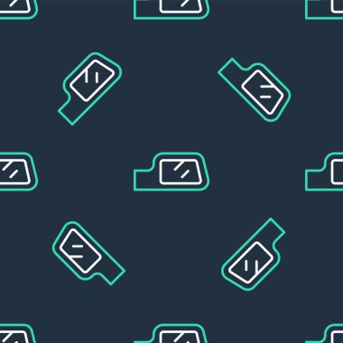 Çizgi Araba ayna ikonu siyah arka planda izole edilmiş kusursuz desen. Vektör