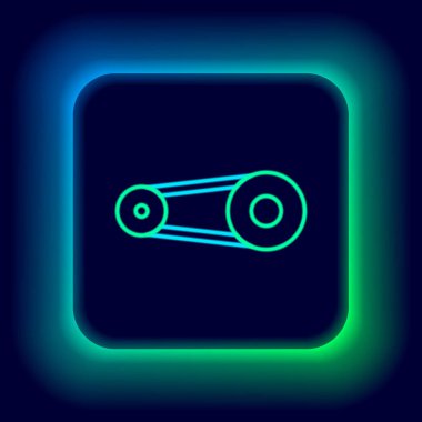 Parlayan neon çizgisi zamanlayıcı kiti simgesi siyah arkaplanda izole edildi. Renkli taslak konsepti. Vektör