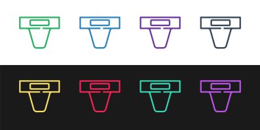 Dövüş sanatları ikonu için çizgi oluşturun. Siyah beyaz arka planda izole edilmiş. Vektör