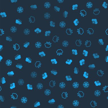 Kar Tanesi 'ni, karlı Bulut' u, rüzgarlı havayı, yağmuru ve şimşeği pürüzsüz desene ayarlayın. Vektör.