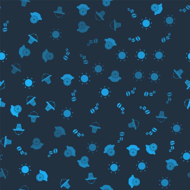 Lemon, kahve çekirdekleri, güneş ve Meksika sombrero 'sunu kusursuz bir kalıba sokun. Vektör