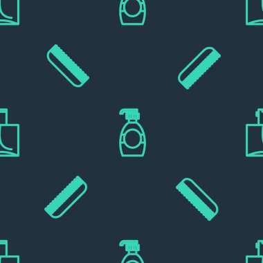 Sıvı sabun, saç fırçası ve parfüm dizisi. Vektör.