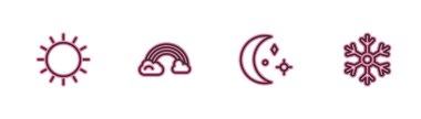 Güneş, Ay ve yıldızlar, Bulutlu Gökkuşağı ve Kar Tanesi ikonu. Vektör.