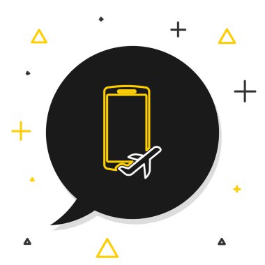 Cep telefonu simgesindeki Hat Uçuş kipi beyaz arkaplanda izole edildi. Uçak ya da uçak çevrimdışı mod yolcu tüzüğü havayolu. Renkli taslak konsepti. Vektör