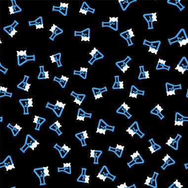 Çizgi DNA araştırması, arama simgesi siyah arkaplanda izole edilmiş kusursuz desen. Genetik mühendisliği, genetik testler, klonlama, babalık testleri. Vektör