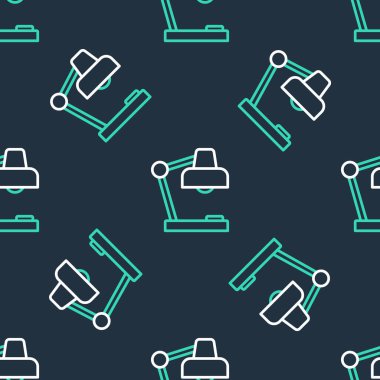 Çizgi masa lambası simgesi siyah arkaplanda izole edilmiş. Masa lambası. Vektör