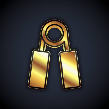 Altın Spor genişletici simgesi siyah arkaplanda izole edildi. Spor malzemeleri. Vektör