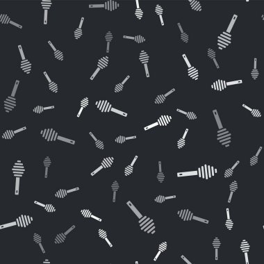 Gri Bal Çubuğu simgesi siyah arka planda izole edilmiş kusursuz desen. Tatlı kepçe. Vektör