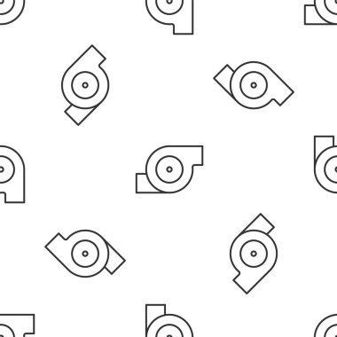 Gri çizgi otomotiv turbo şarj ikonu beyaz arka planda kusursuz desen izole etti. Araç performans turboyu. Turbo kompresör indüksiyonu. Vektör