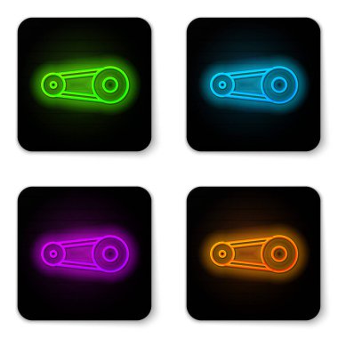 Parlayan neon çizgisi zamanlayıcı kiti simgesi beyaz arkaplanda izole edildi. Siyah kare düğme. Vektör