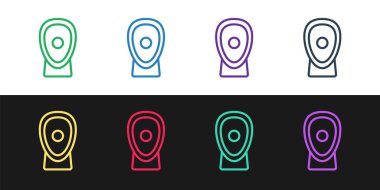 Çizgi boks antrenman patileri simgesini siyah ve beyaz arkaplanda izole et. Vektör