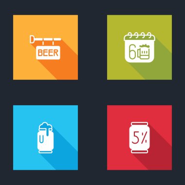 Sokak tabelasını bira, Aziz Patrick günü takvimi, köpük ve ikon ile ayarla. Vektör