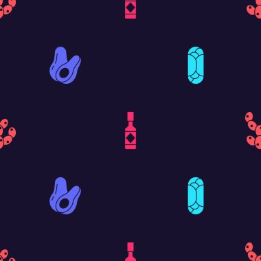 Set Burrito, Avokado meyvesi, Tabasco sosu ve kaktüs. Vektör