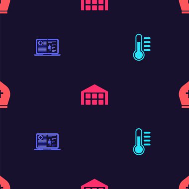 Termometreyi ayarla, tıbbi kayıtlar, Depo ve Pope 'un şapkası kusursuz. Vektör.