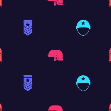 Askeri miğfer, Chevron ve nükleer roketi kusursuz desene ayarlayın. Vektör.