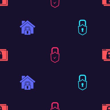 Lock 'u, House' u koruma altına alın, işaretleyin ve sitenizi HTTPS ve SSL ile güvenli hale getirin. Vektör.