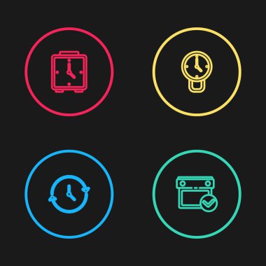 Satır Saat, Takvim işaretli ve Alarm saat simgesini ayarla. Vektör