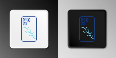 Kırık ekran simgesine sahip çizgi akıllı telefonu gri arkaplanda izole edildi. Parçalanmış telefon ekranı simgesi. Renkli taslak konsepti. Vektör