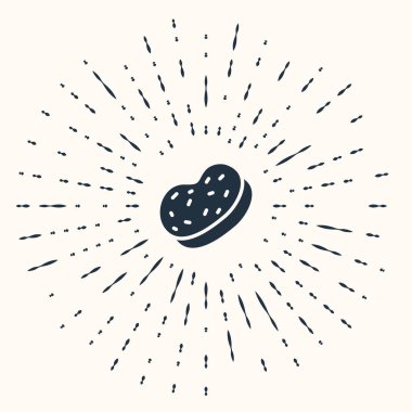 Gri banyo süngeri bej arka planda izole edilmiş. Sauna süngeri. Soyut çember rastgele noktalar. Vektör