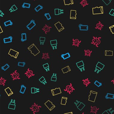 Şok geçirmez telefon, şarj aleti, mikro SD hafıza kartı ve sistem hatlarını kusursuz bir şablona ayarla. Vektör