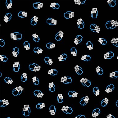 Çizgi boks eldiveni simgesi siyah arkaplanda izole edilmiş. Vektör