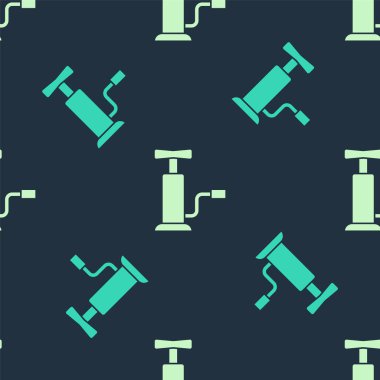 Yeşil ve bej renkli hava pompası ikonu mavi arka planda izole edilmiş pürüzsüz desen. Vektör