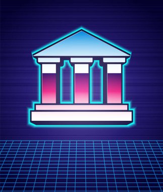 Retro tarzı müze ikonu, gelecekten izole edilmiş manzara. 80 'lerin moda partisi. Vektör