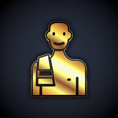 Sauna ikonundaki altın adam siyah arka planda izole edilmiş. Vektör