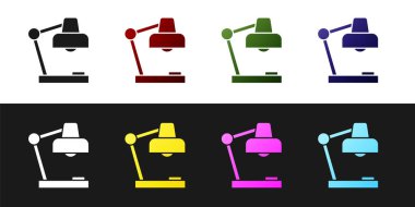 Masa lambası simgesini siyah ve beyaz arkaplanda izole et. Masa lambası. Vektör