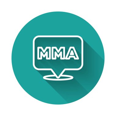 Beyaz Hat Dövüş Kulübü MMA simgesi uzun gölgeli. Karışık dövüş sanatları. Yeşil daire düğmesi. Vektör