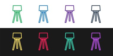 Satır lambası simgesini siyah ve beyaz arkaplanda izole et. Vektör