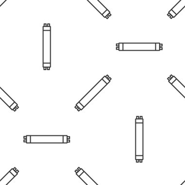 Gri çizgi uzun parlaklık floresan enerji tasarrufu ikonu beyaz arka planda izole edilmiş pürüzsüz desen. Vektör