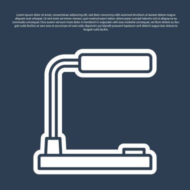 Mavi çizgi masa lambası simgesi mavi arkaplanda izole edildi. Masa lambası. Vektör