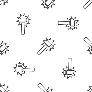 Gri çizgi çekiç simgesi beyaz arka planda kusursuz deseni izole etti. Tamir için bir araç. Vektör