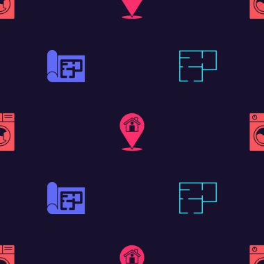 Ev planı, House 'un olduğu yer ve Yıkama' nın kusursuz bir düzeni var. Vektör