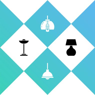 Yer lambasını, lambayı, avizeyi ve masa simgesini ayarla. Vektör