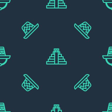 Chichen Itza 'yı Maya' da, Meksika sombrero 'sunu kusursuz bir şekilde hizaya sokun. Vektör