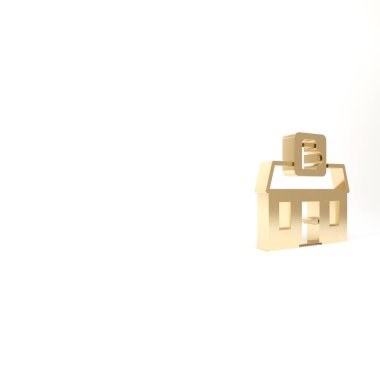 Beyaz arka planda izole edilmiş kuyumcu ikonu. Bira fabrikası tabelası. 3d illüstrasyon 3B canlandırma.