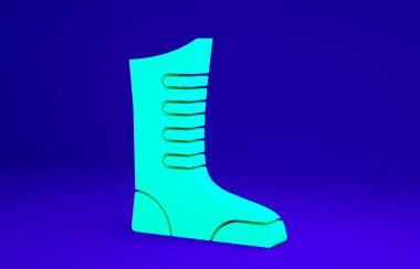 Yeşil Spor Boks Ayakkabısı ikonu mavi arka planda izole edilmiş. Güreş ayakkabıları. Minimalizm kavramı. 3d illüstrasyon 3B canlandırma.