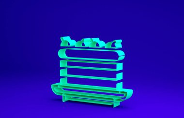 Mavi arkaplanda Yeşil Kek simgesi izole edildi. Doğum günün kutlu olsun. Minimalizm kavramı. 3d illüstrasyon 3B canlandırma.