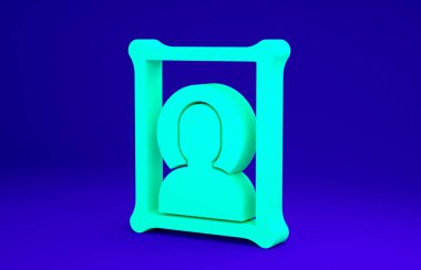 Mavi arkaplanda yeşil Hıristiyan simgesi izole edildi. Minimalizm kavramı. 3d illüstrasyon 3B canlandırma.