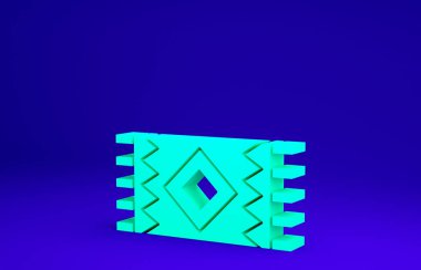Mavi arkaplanda yeşil Meksika halısı ikonu var. Minimalizm kavramı. 3d illüstrasyon 3B canlandırma.