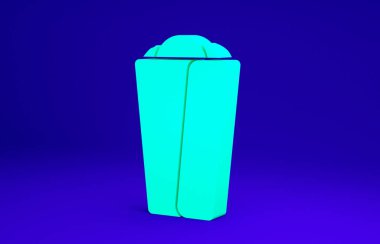 Mavi arkaplanda yeşil burrito simgesi izole edildi. Geleneksel Meksika fast food 'u. Minimalizm kavramı. 3d illüstrasyon 3B canlandırma.