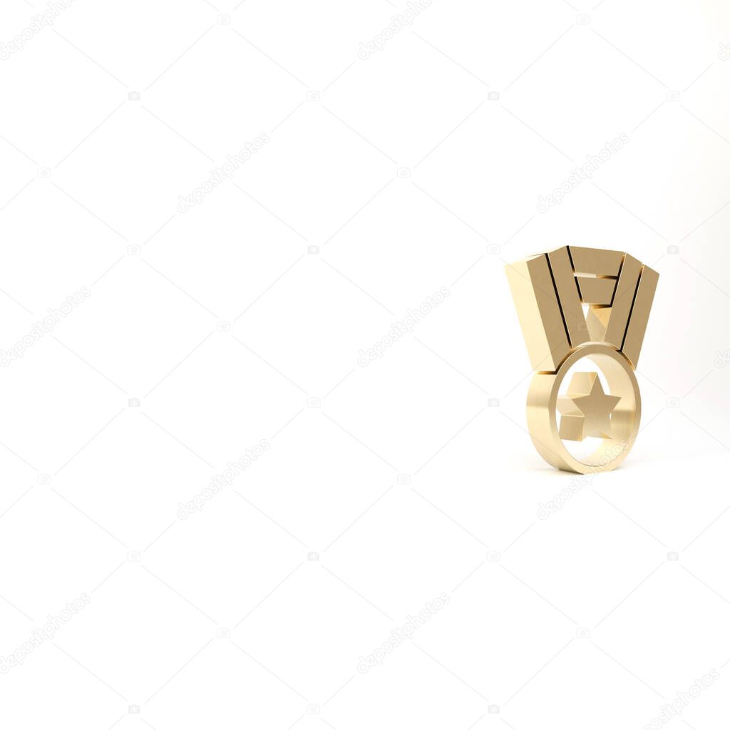 Gold Medal icon isolated on white background. Winner achievement sign. Award medal. 3d illustration 3D render.