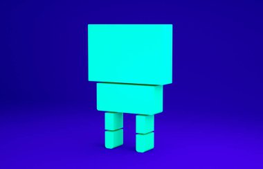 Yeşil Charger simgesi mavi arkaplanda izole edildi. Minimalizm kavramı. 3d illüstrasyon 3B canlandırma.