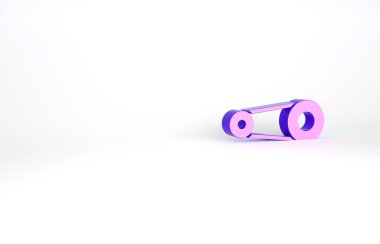 Beyaz arkaplanda Mor Zamanlama Kemerleri simgesi izole edildi. Minimalizm kavramı. 3d illüstrasyon 3B canlandırma.