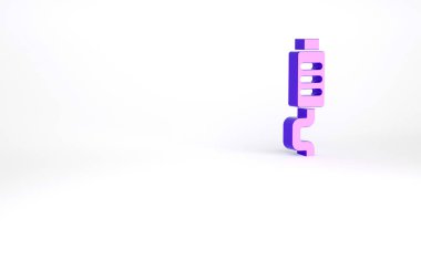 Mor Araba susturucusu simgesi beyaz arkaplanda izole edildi. Egzoz borusu. Minimalizm kavramı. 3d illüstrasyon 3B canlandırma.