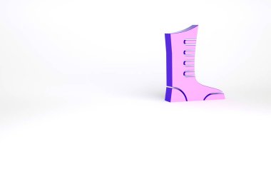 Beyaz arka planda izole edilmiş mor spor ayakkabı ikonu. Güreş ayakkabıları. Minimalizm kavramı. 3d illüstrasyon 3B canlandırma.