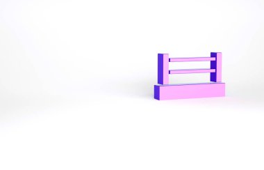 Beyaz arkaplanda Mor Boks yüzüğü simgesi izole edildi. Minimalizm kavramı. 3d illüstrasyon 3B canlandırma.